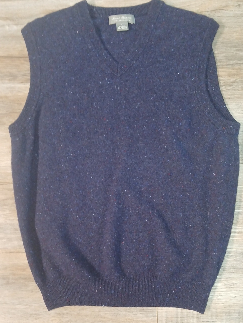 VINTAGE!! Cashmere Daniel Cremieux Navy Speckled V-Neck Sweater Vest